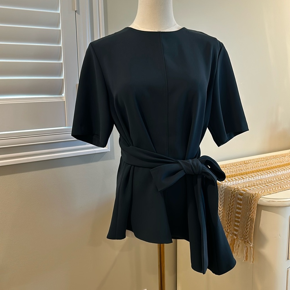 Zara asymmetrical wrap top. Size large. Forest green.